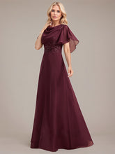 A-line Scoop Floor-Length Chiffon Mother of the Bride Dress With Sequins Appliques Lace